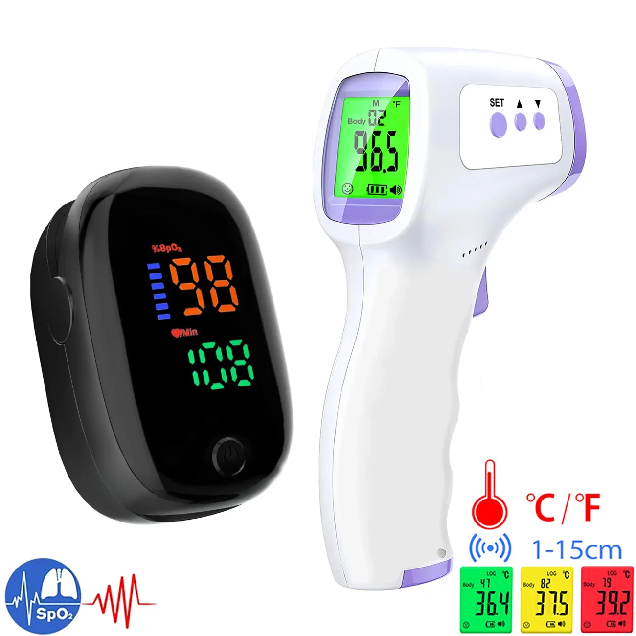 Pulse Oximeter - 의료용 적외선 체온계, LED 디지털 백라이트,