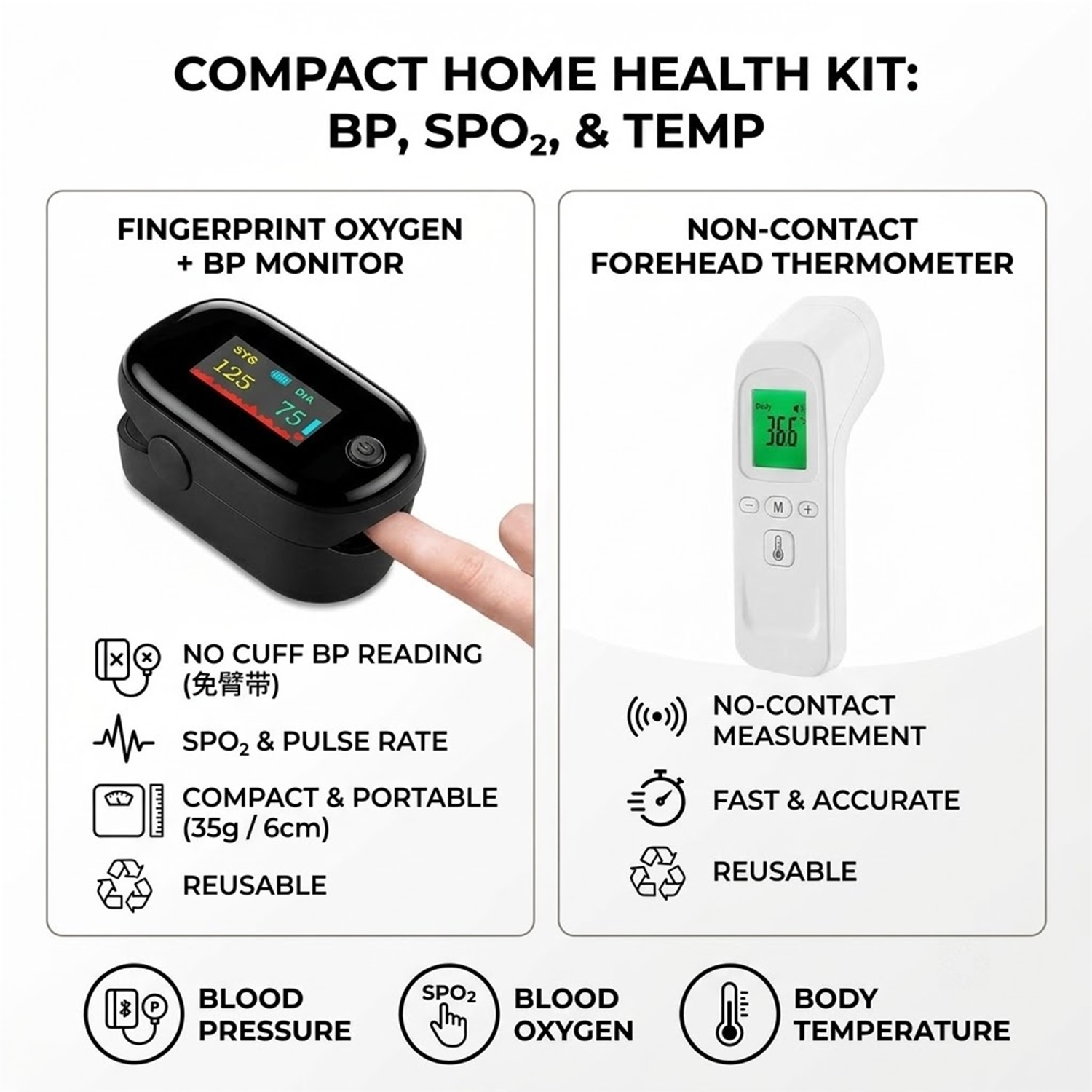 비접촉식 체온계, 체온 측정용 적외선 체온계 또는 2- - Pulse Oximeter 리뷰 및 가격