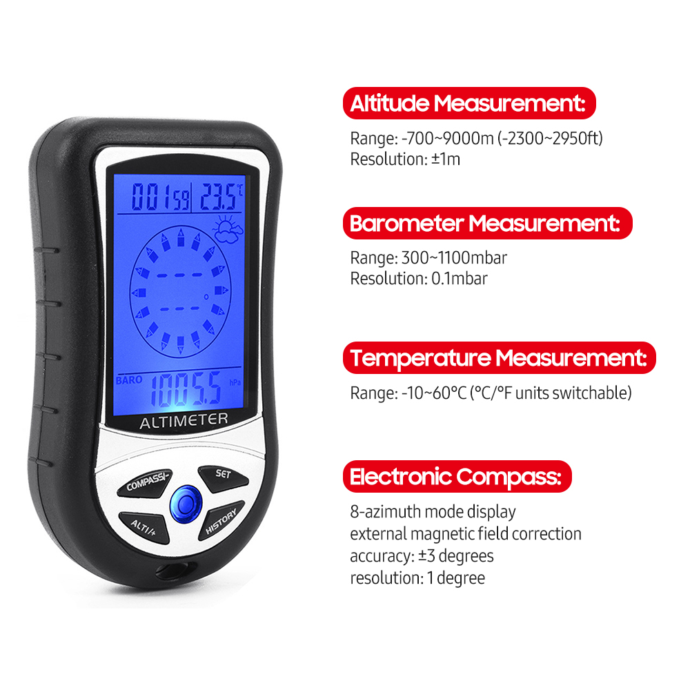 8-in-1 다기능 전자 고도계 기압계 LCD 디지털  - Thermometer Digital 리뷰 및 가격