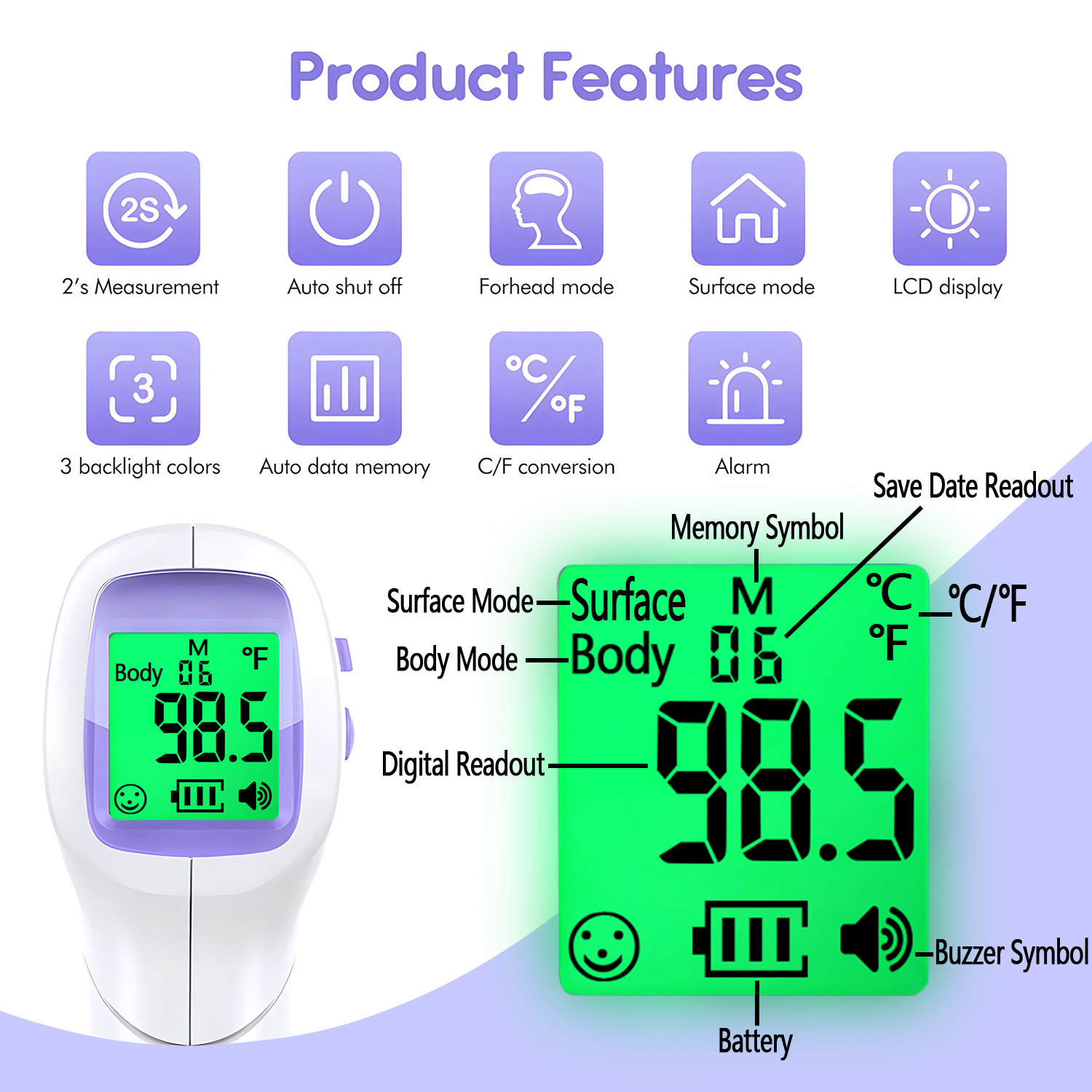 의료용 체온계 백라이트 비접촉식 디지털 발열 체온계 측 - Pulse Oximeter 리뷰 및 가격